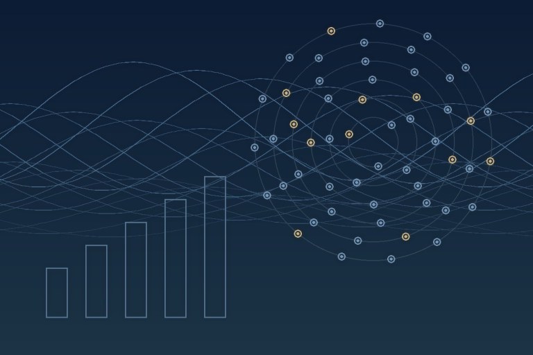 Abstract illustration of tokenized assets and flowing market data, representing capital markets tokenization in Korea